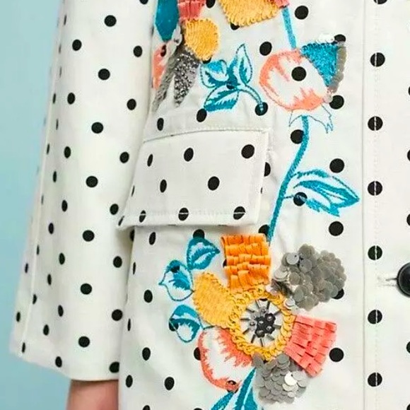Anthropologie Floral Polka Dot Jacket S/M - Picture 8 of 9